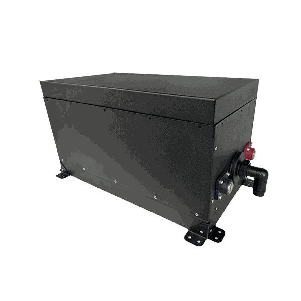 A photo of a custom lithium 620ah caravan lithium battery compliance kit on a slight angle.
