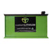 Custom Lithium 100Ah NextGen Slim LiFePO4 battery in a green aluminium case, front view with the customLITHIUM label.