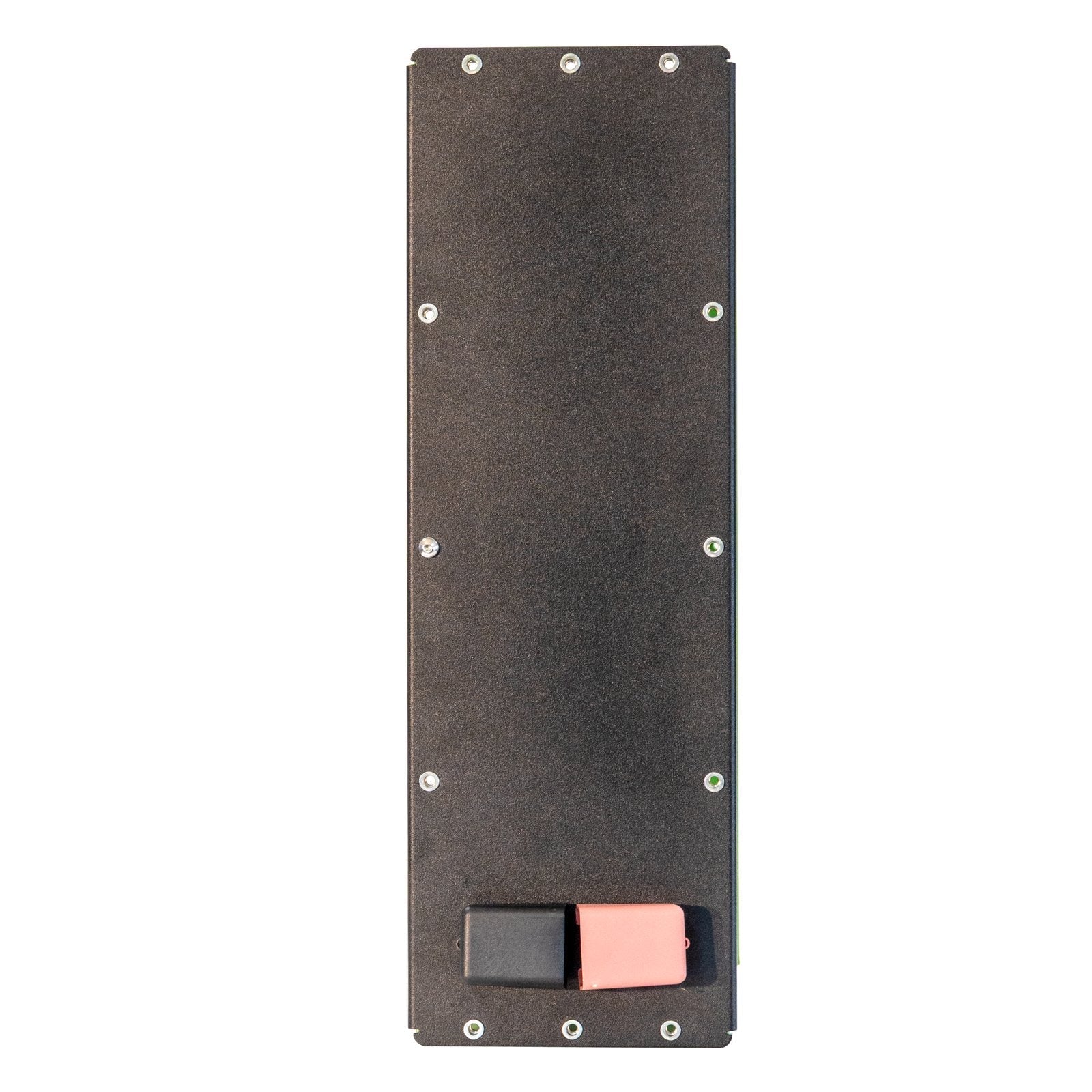 Close-up of the terminal posts on the Custom Lithium 230Ah NextGen Slim lithium battery.