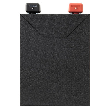 Angled view of the Custom Lithium 280Ah Compact lithium battery showing the case profile and terminal posts.