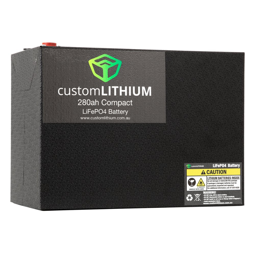 Custom Lithium 280Ah Compact LiFePO4 battery front view showing the customLITHIUM label on a white background.