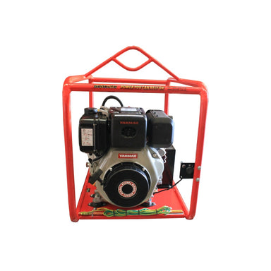 Yanmar GYD5000E-MS 6.5kVA mine spec diesel generator front view in a red roll frame on a white background