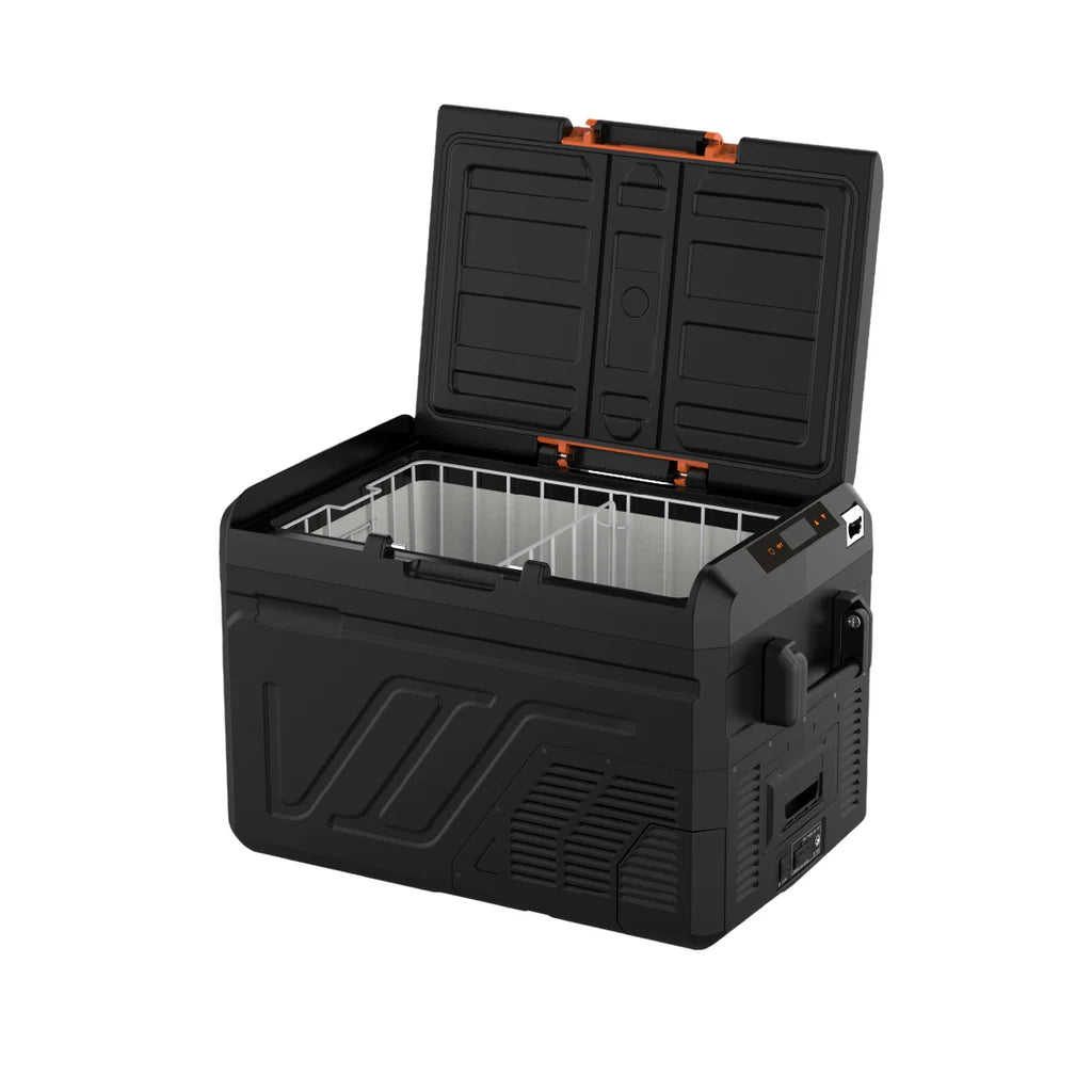 iFrost 40L Fridge/Freezer opened on a white background