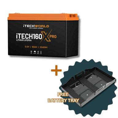 A picture of an iTech 160x Pro Lithium Battery With a Free Battery Tray with purchase.