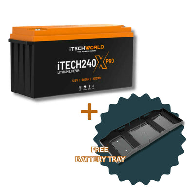 A picture of an iTech 240x Pro Lithium Battery With a Free Battery Tray with purchase.