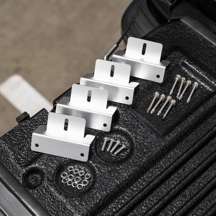 A photo of an iTechWorld 22V 200W Hard Frame Solar Panels mounting brackets with screws.