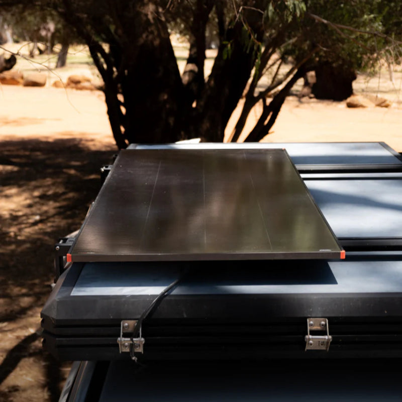 A photo of an iTechWorld 22V 200W Hard Frame Solar Panel on a roof top