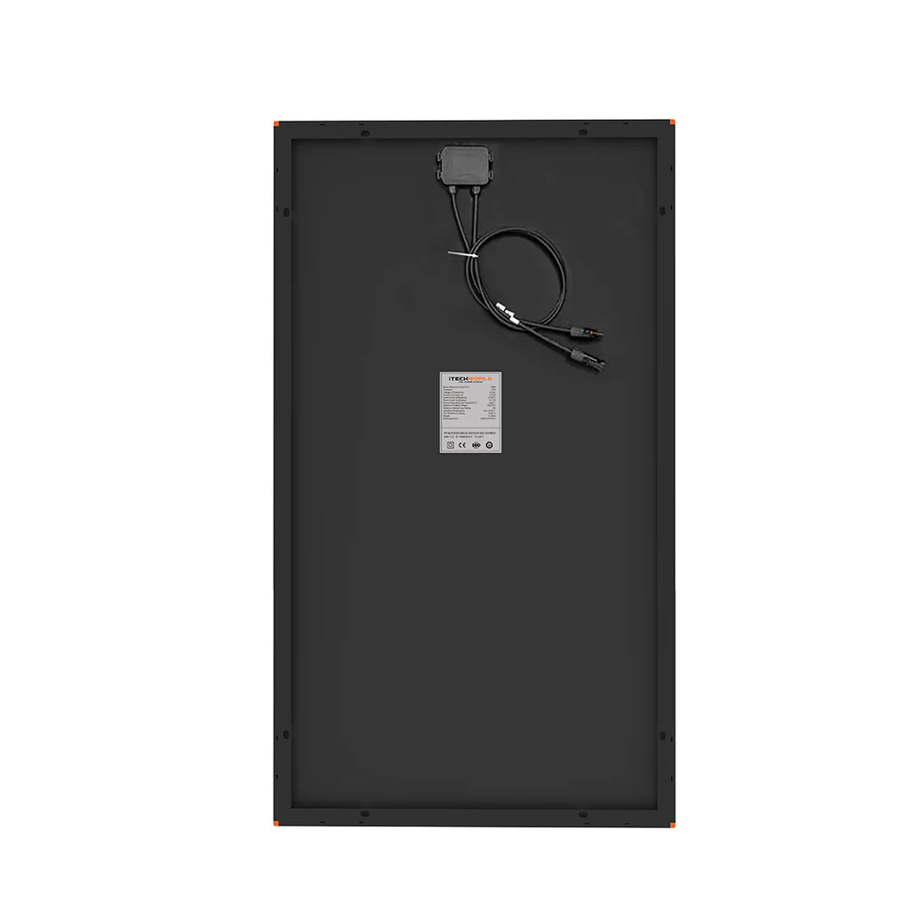 iTechWorld 27V 150W Solar Panel Back View with wire Vertical on a white background