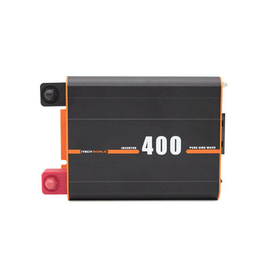 A photo of an iTechWorld 400w Power Inverter facing front on with a white background.