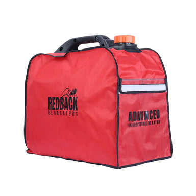 A photo of a red itech 3500w portable generator cover facing slightly to the left.