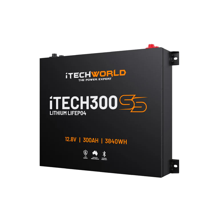 A photo of an iTechWorld iTech300SS Lithium Battery With Bluetooth on an angle