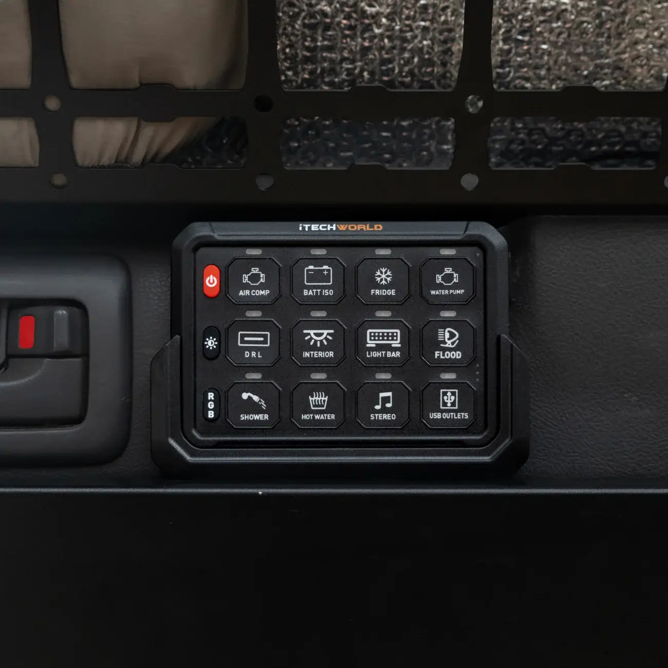 iTech 12 gang switch panel in use Front