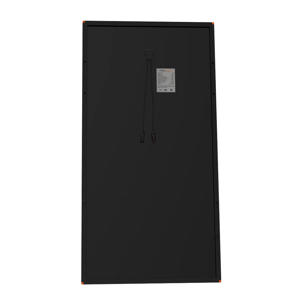 iTech 170W Hard Frame Solar Panel Back view Vertical on  a white background