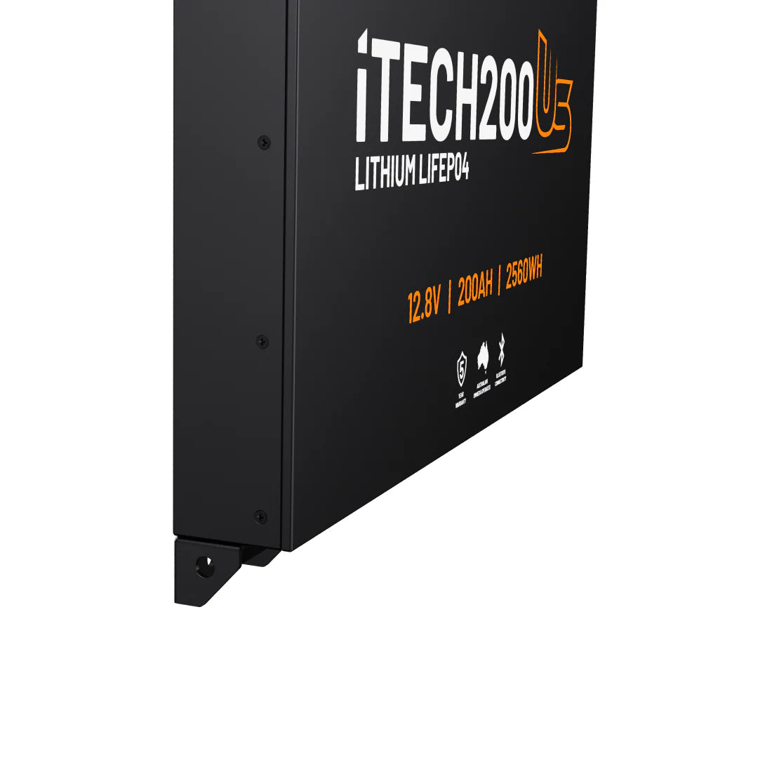 iTech 200Ah Ultra Slim side view bottom on a white background