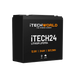 iTech 24Ah Deep Cycle Battery slightly angled on a transparent background
