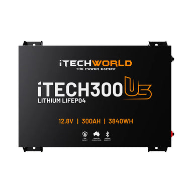 iTech 300Ah Ultra Slim Front on a white background