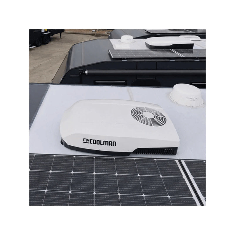 in the photo a myCOOLMAN Roof Top Air Conditioner 3.5KW on the top