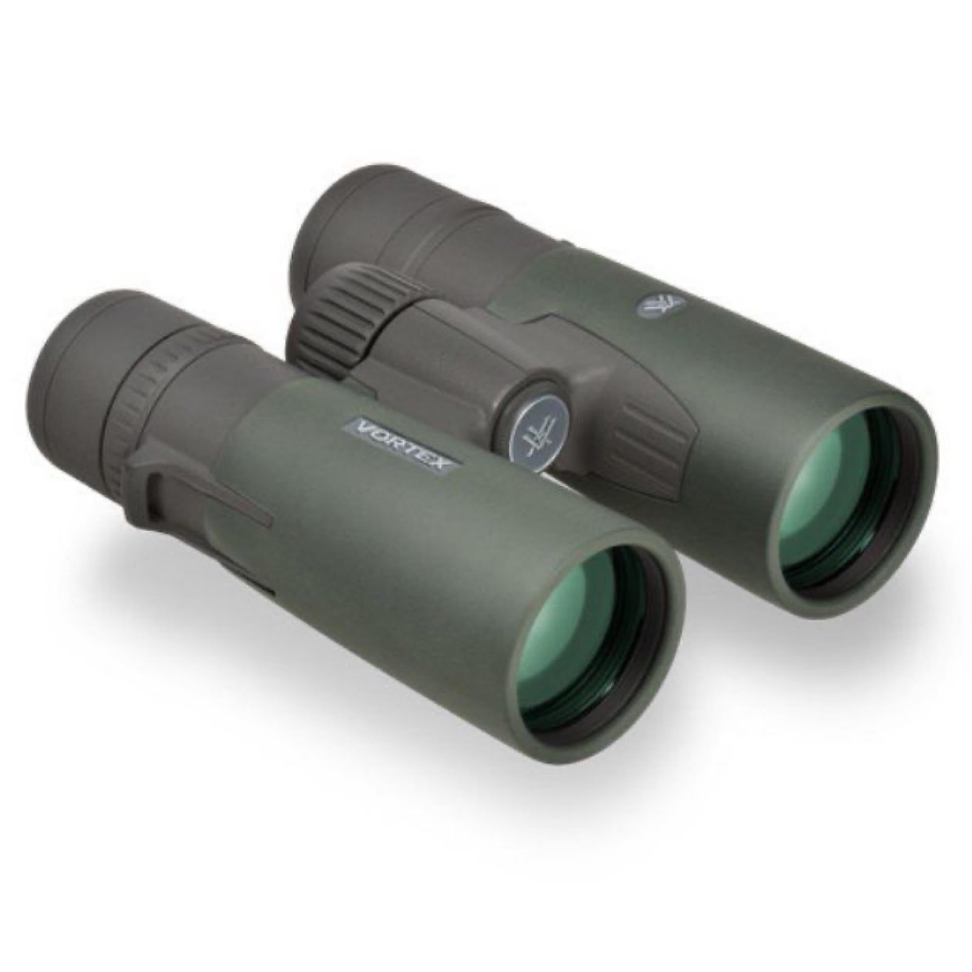 Vortex Diamondback HD binoculars front view with VORTEX badge and logo