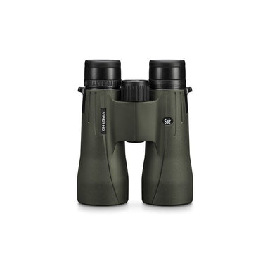 Vortex Viper 10x50 HD Binoculars front view showing the green rubber armour body and centre focus wheel